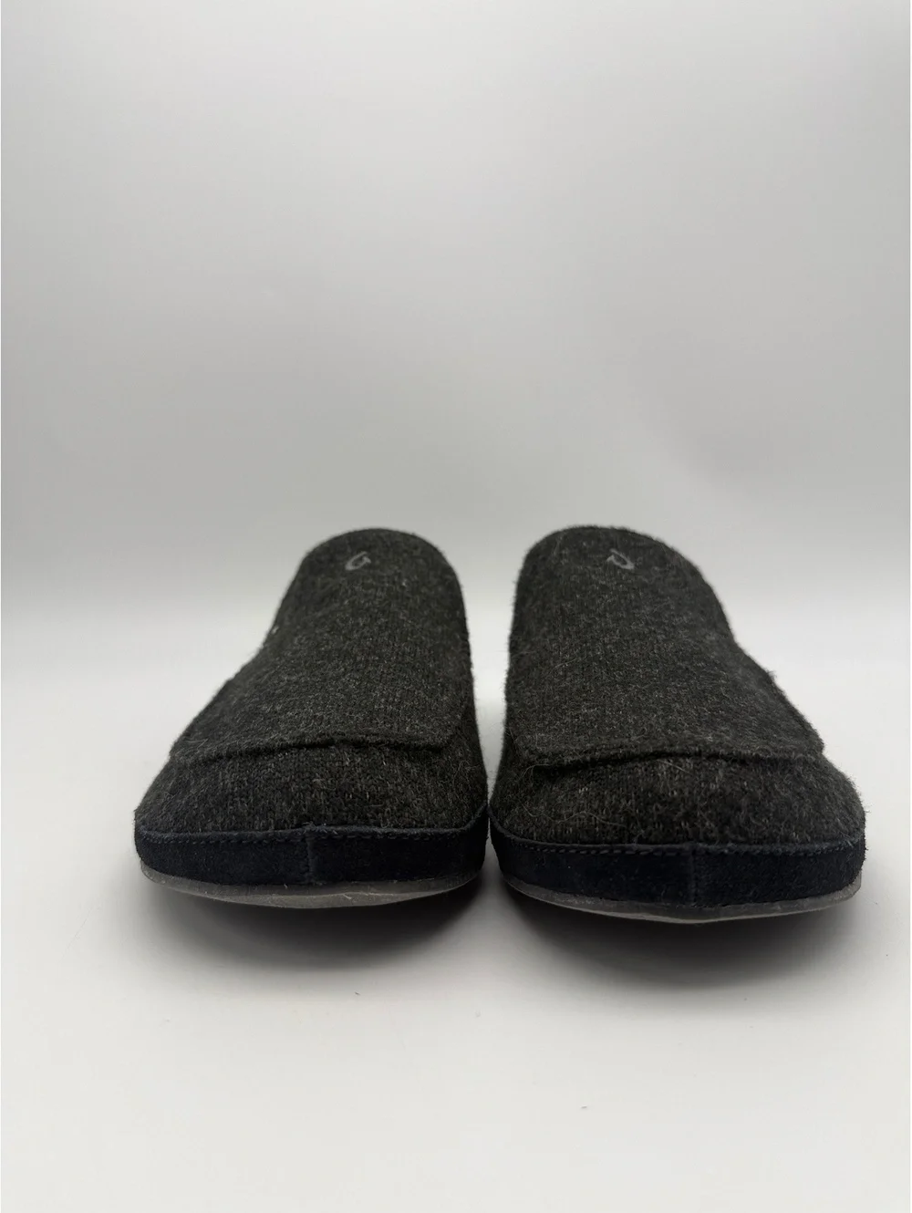 OluKai Moloa Hulu Men's Wool Slippers Black Shearling Lined Slip On Size 12